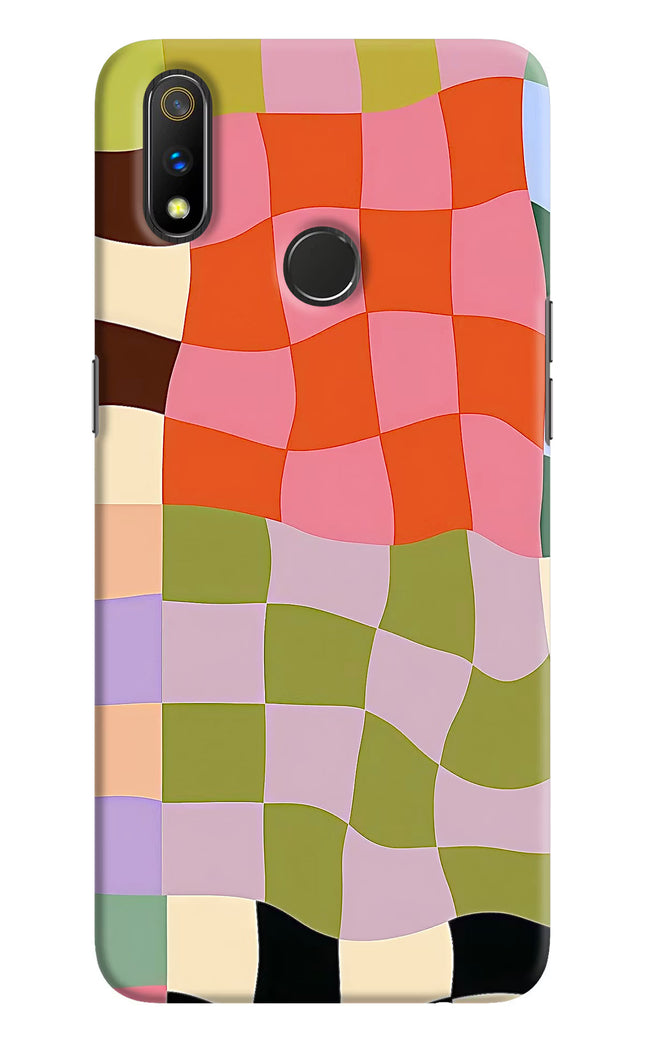 Wavy Grid Realme 3 Pro Hard Case Back Cover by Casekaro