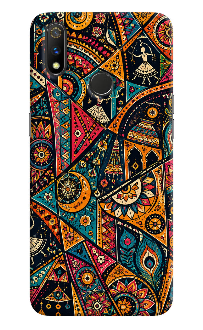 Folk Print Realme 3 Pro Hard Case Back Cover by Casekaro