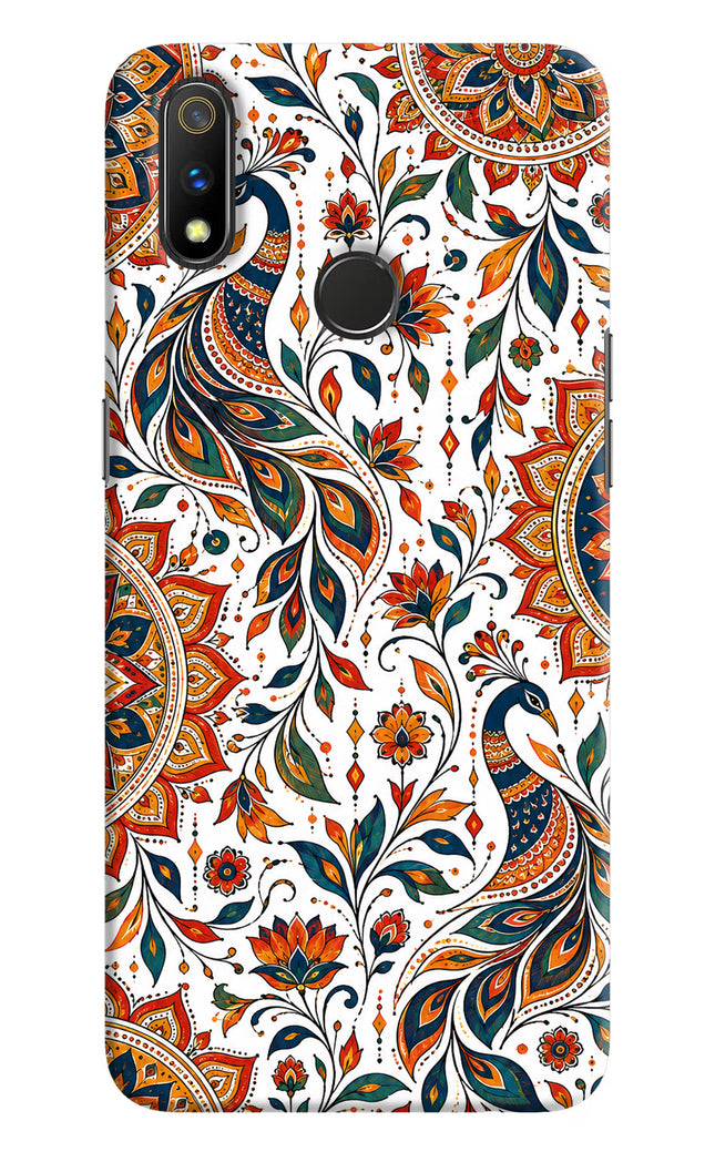 White Mayura Realme 3 Pro Hard Case Back Cover by Casekaro
