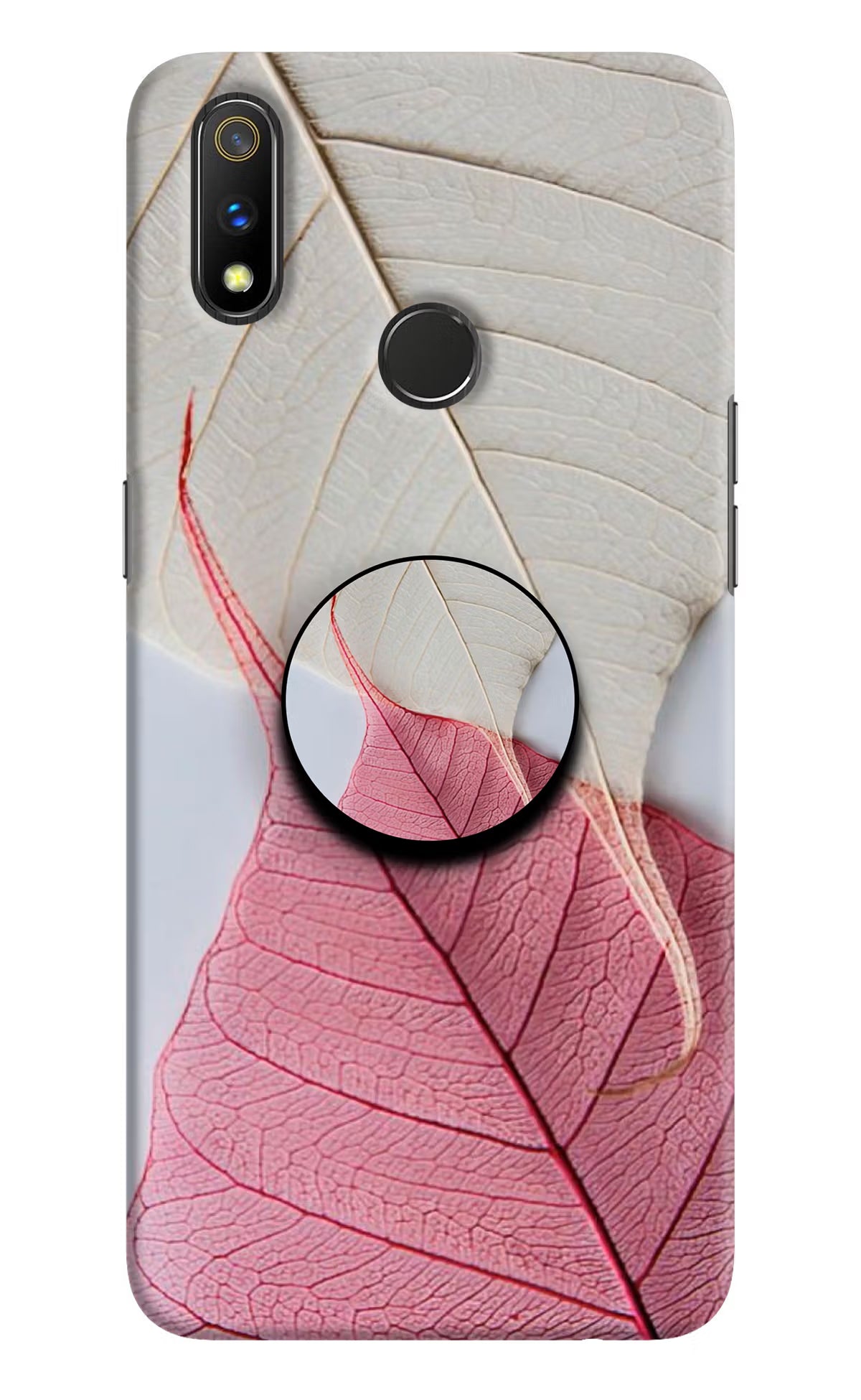 White Pink Leaf Realme 3 Pro Pop Case by Casekaro