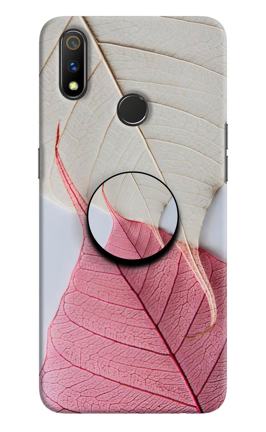 White Pink Leaf Realme 3 Pro Pop Case, Hard case