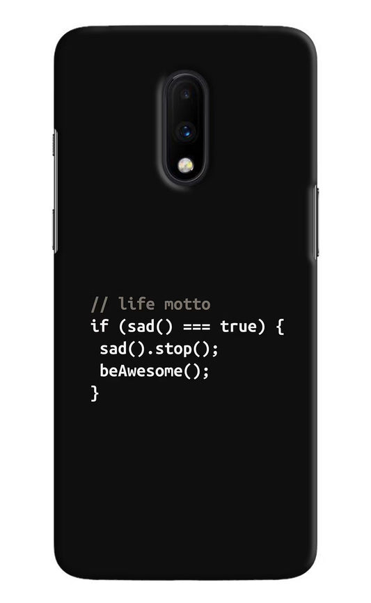 Life Motto Code Oneplus 7 Hard Case Back Cover by Casekaro