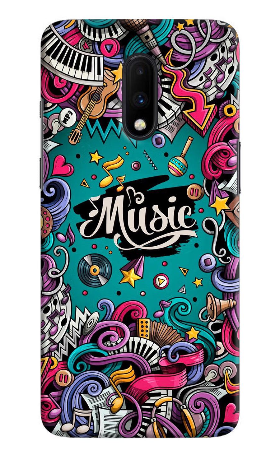 Music Graffiti Oneplus 7 Back Cover, Hard case