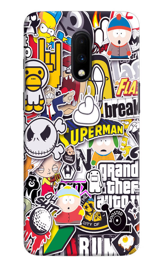 Sticker Bomb Oneplus 7 Hard Case Back Cover by Casekaro