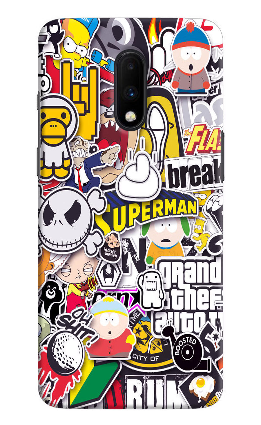 Sticker Bomb Oneplus 7 Back Cover, Hard case