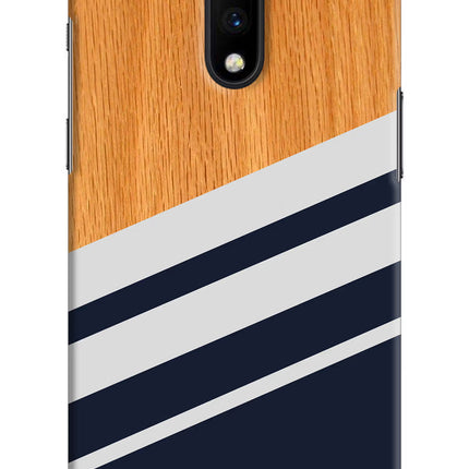 Blue and white wooden Oneplus 7 Hard Case Back Cover by Casekaro