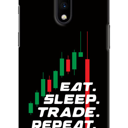 Eat Sleep Trade Repeat Oneplus 7 Hard Case Back Cover by Casekaro