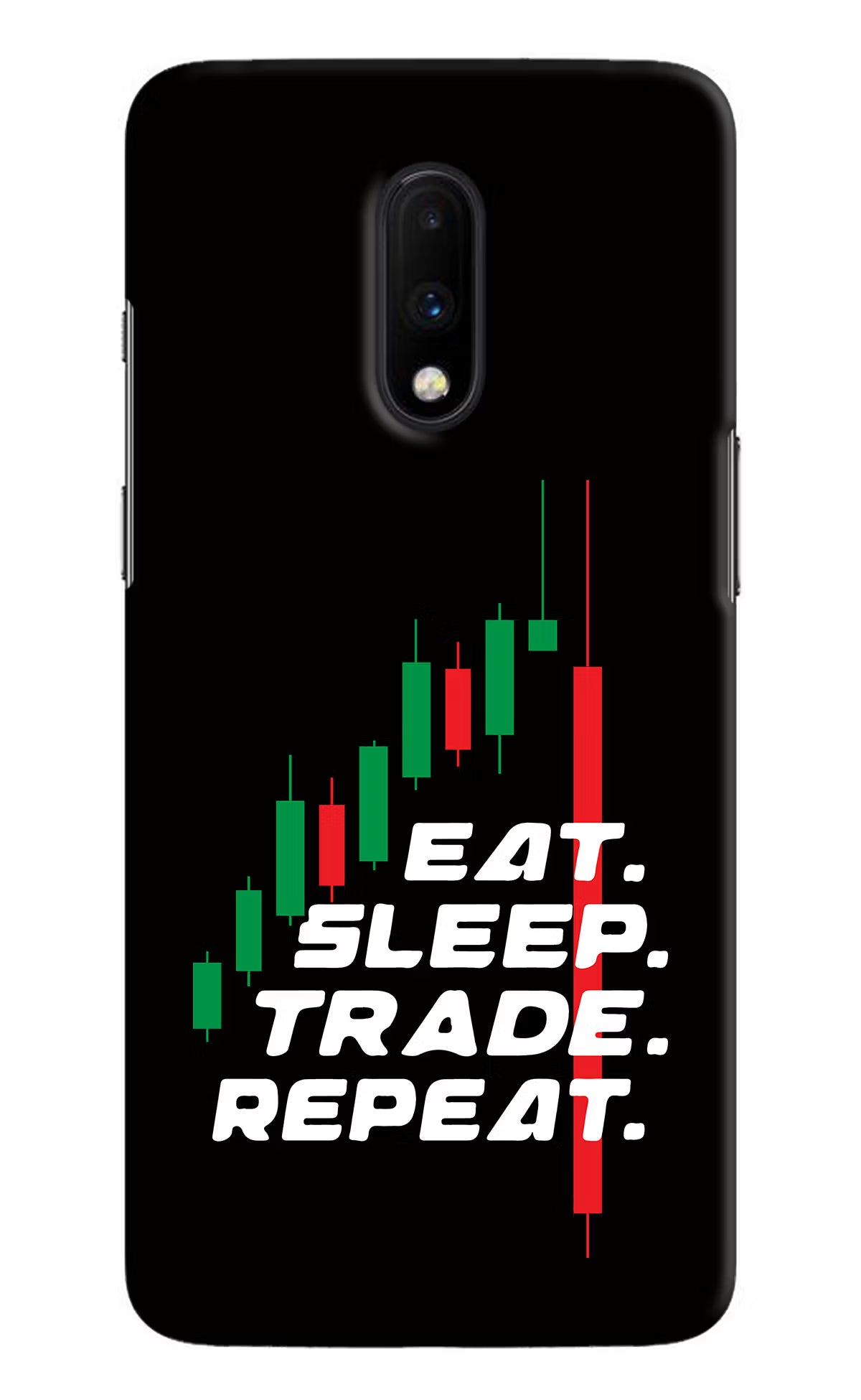 Eat Sleep Trade Repeat Oneplus 7 Hard Case Back Cover by Casekaro