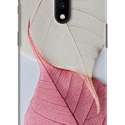White Pink Leaf Oneplus 7 Hard Case Back Cover by Casekaro