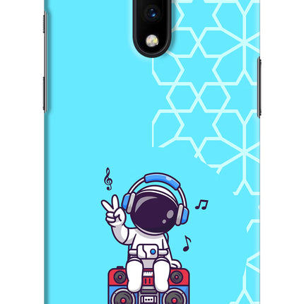 Cute Astronaut Chilling Oneplus 7 Hard Case Back Cover by Casekaro