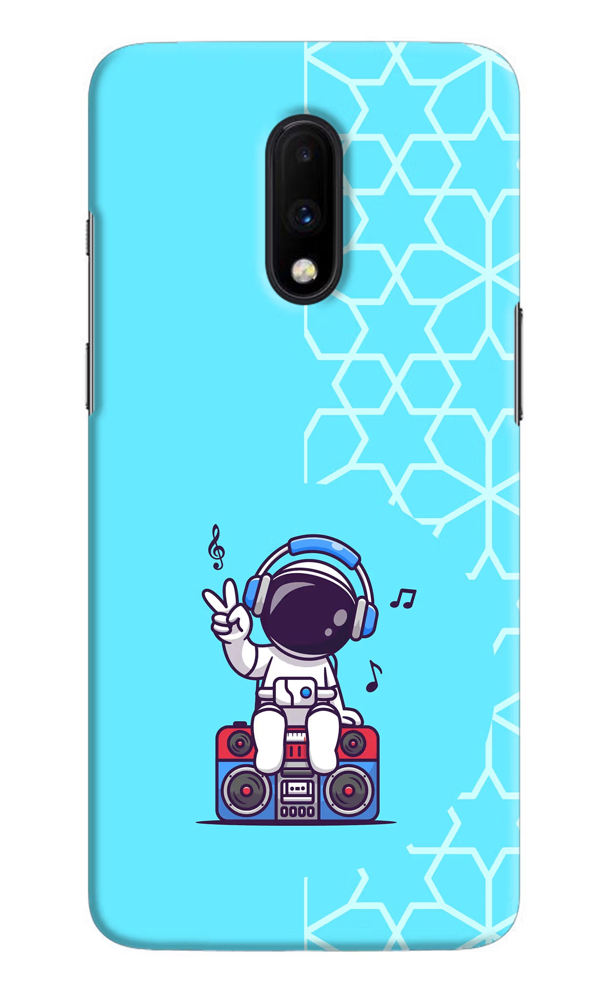 Cute Astronaut Chilling Oneplus 7 Hard Case Back Cover by Casekaro