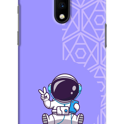 Cute Astronaut Chilling Oneplus 7 Hard Case Back Cover by Casekaro