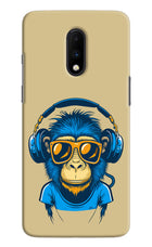 Monkey Headphone Oneplus 7 Hard Case Back Cover by Casekaro