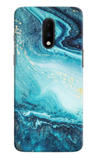 Blue Glitter Marble Oneplus 7 Hard Case Back Cover by Casekaro