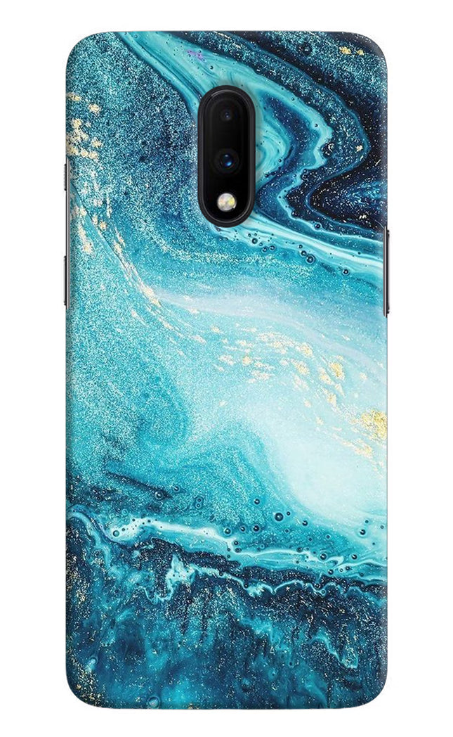Blue Glitter Marble Oneplus 7 Hard Case Back Cover by Casekaro