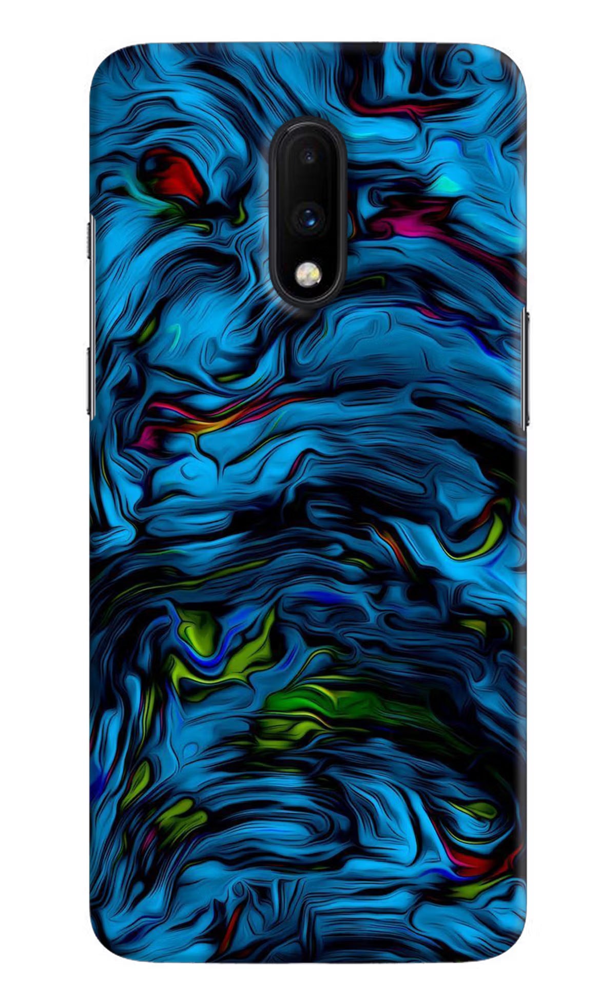 Dark Blue Abstract Oneplus 7 Hard Case Back Cover by Casekaro