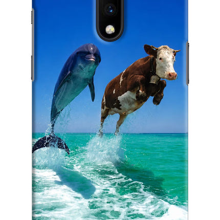 Dolphin vs Cow Oneplus 7 Hard Case Back Cover by Casekaro
