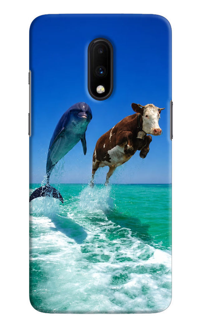 Dolphin vs Cow Oneplus 7 Hard Case Back Cover by Casekaro