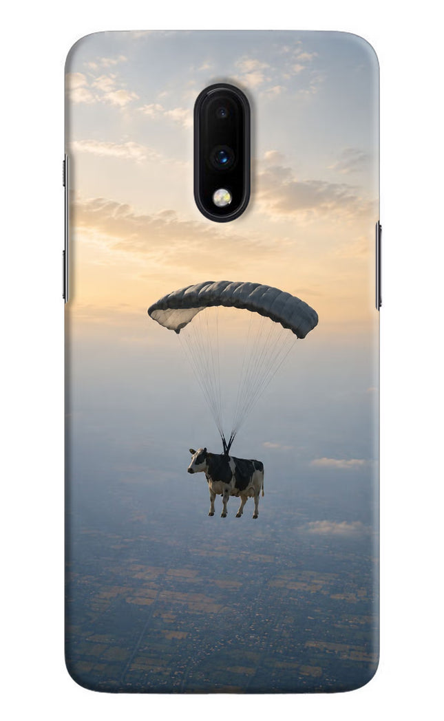 Skydiving Cow Oneplus 7 Hard Case Back Cover by Casekaro