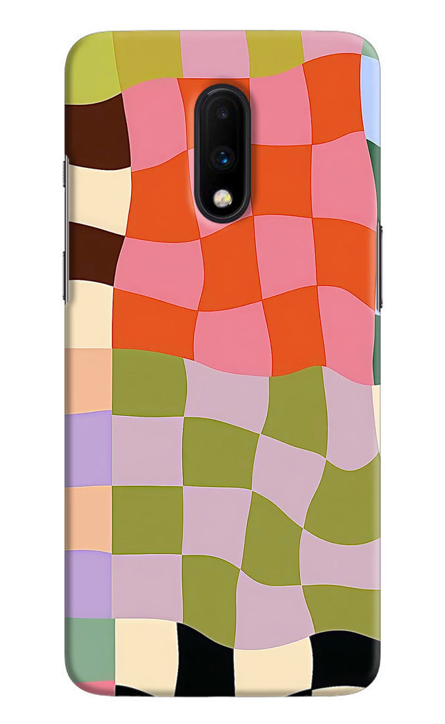 Wavy Grid Oneplus 7 Hard Case Back Cover by Casekaro