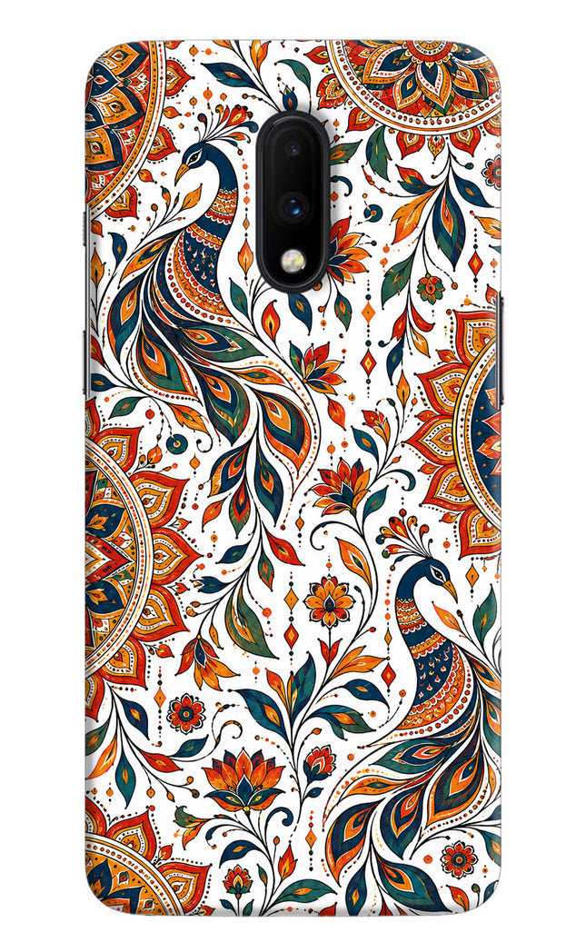 White Mayura Oneplus 7 Hard Case Back Cover by Casekaro
