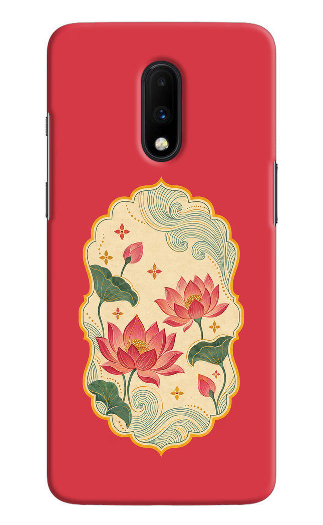 Pink Lotus Oneplus 7 Hard Case Back Cover by Casekaro