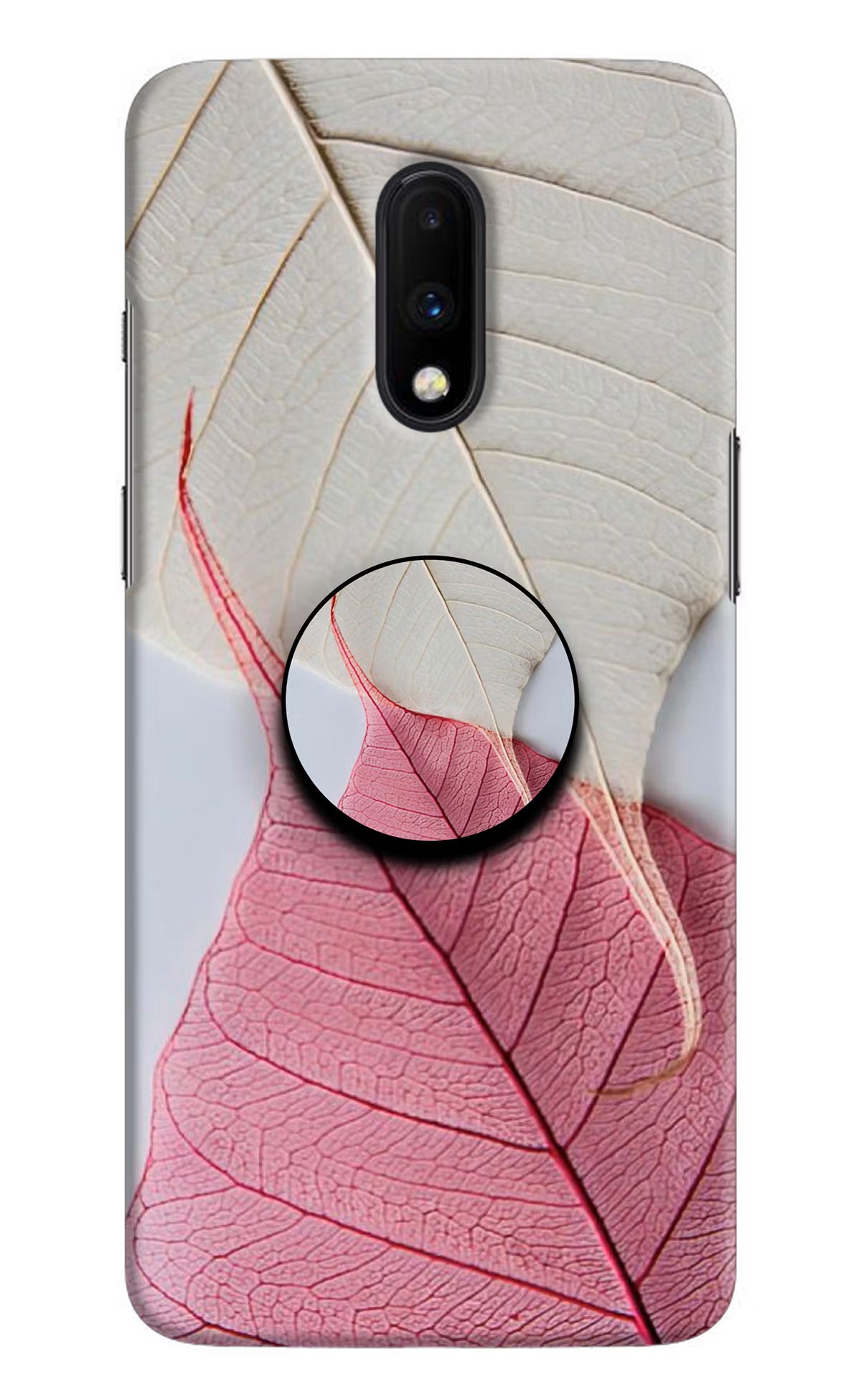 White Pink Leaf Oneplus 7 Pop Case by Casekaro