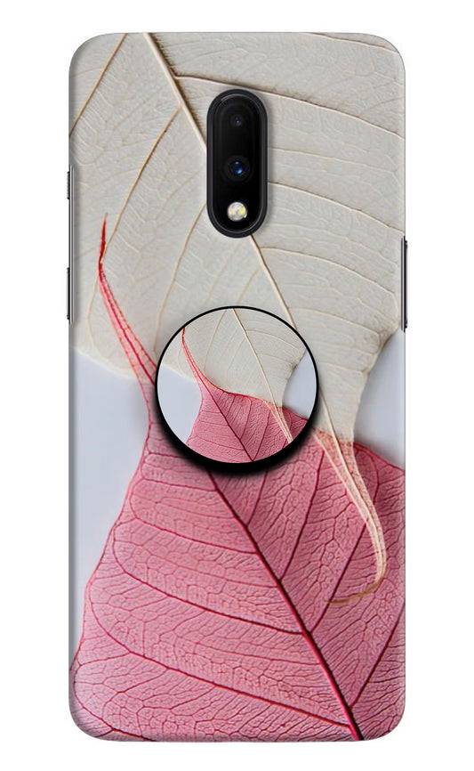White Pink Leaf Oneplus 7 Pop Case by Casekaro
