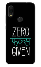 Zero Fucks Given Redmi 7 Hard Case Back Cover by Casekaro