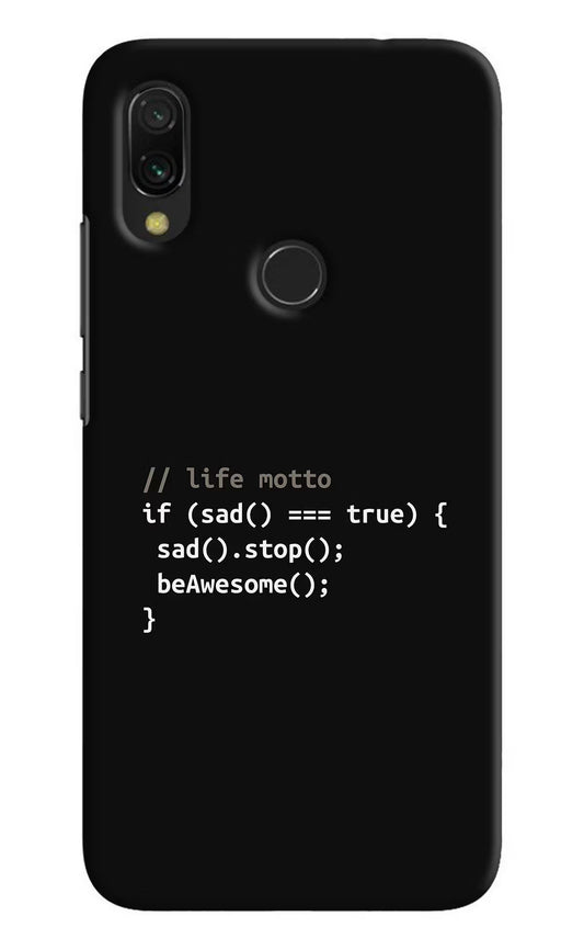 Life Motto Code Redmi Y3 Hard Case Back Cover by Casekaro