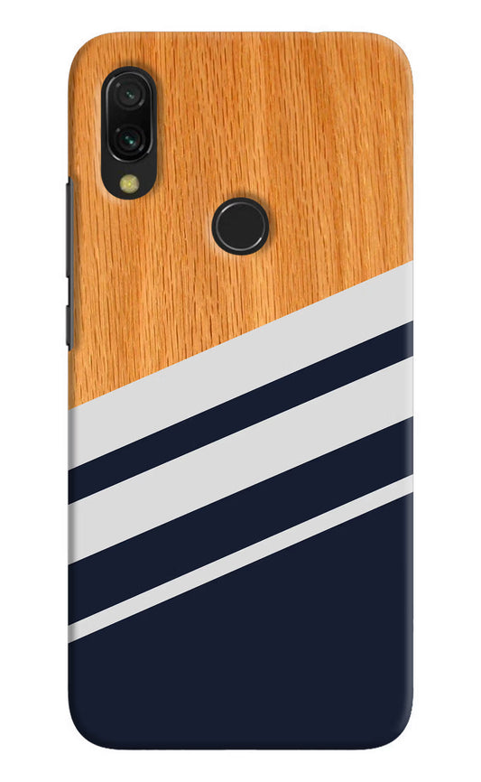 Blue and white wooden Redmi Y3 Hard Case Back Cover by Casekaro