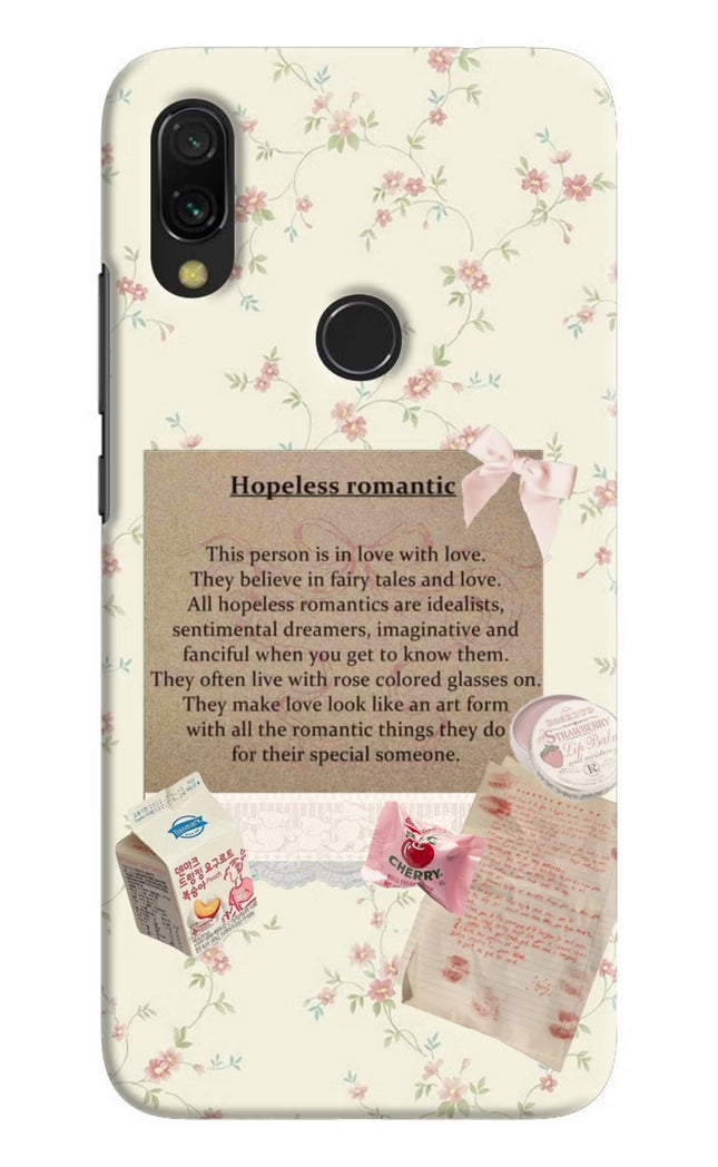 Hopeless Romantic Redmi Y3 Hard Case Back Cover by Casekaro