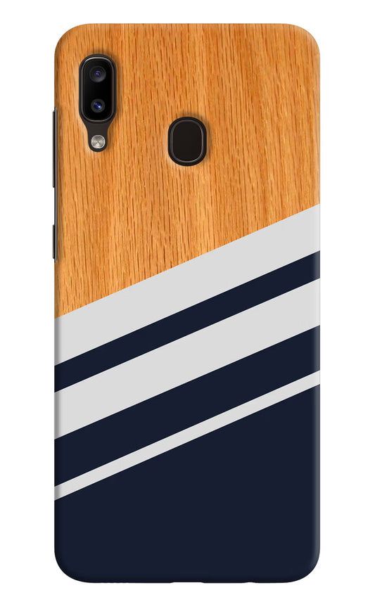 Blue and white wooden Samsung A20/M10s Hard Case Back Cover by Casekaro