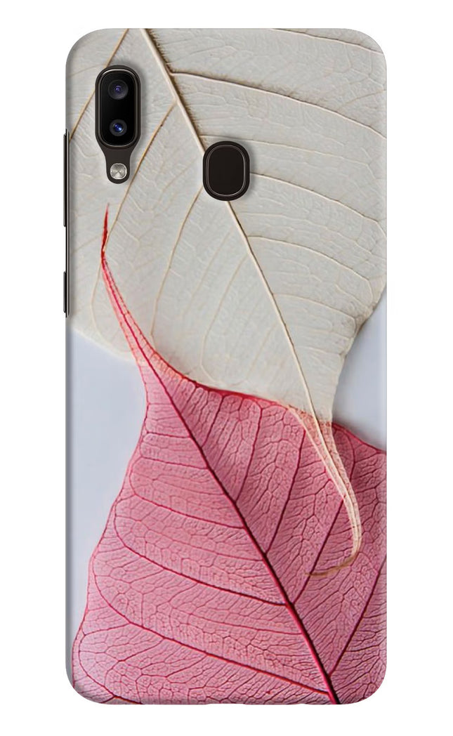 White Pink Leaf Samsung A20/M10s Hard Case Back Cover by Casekaro