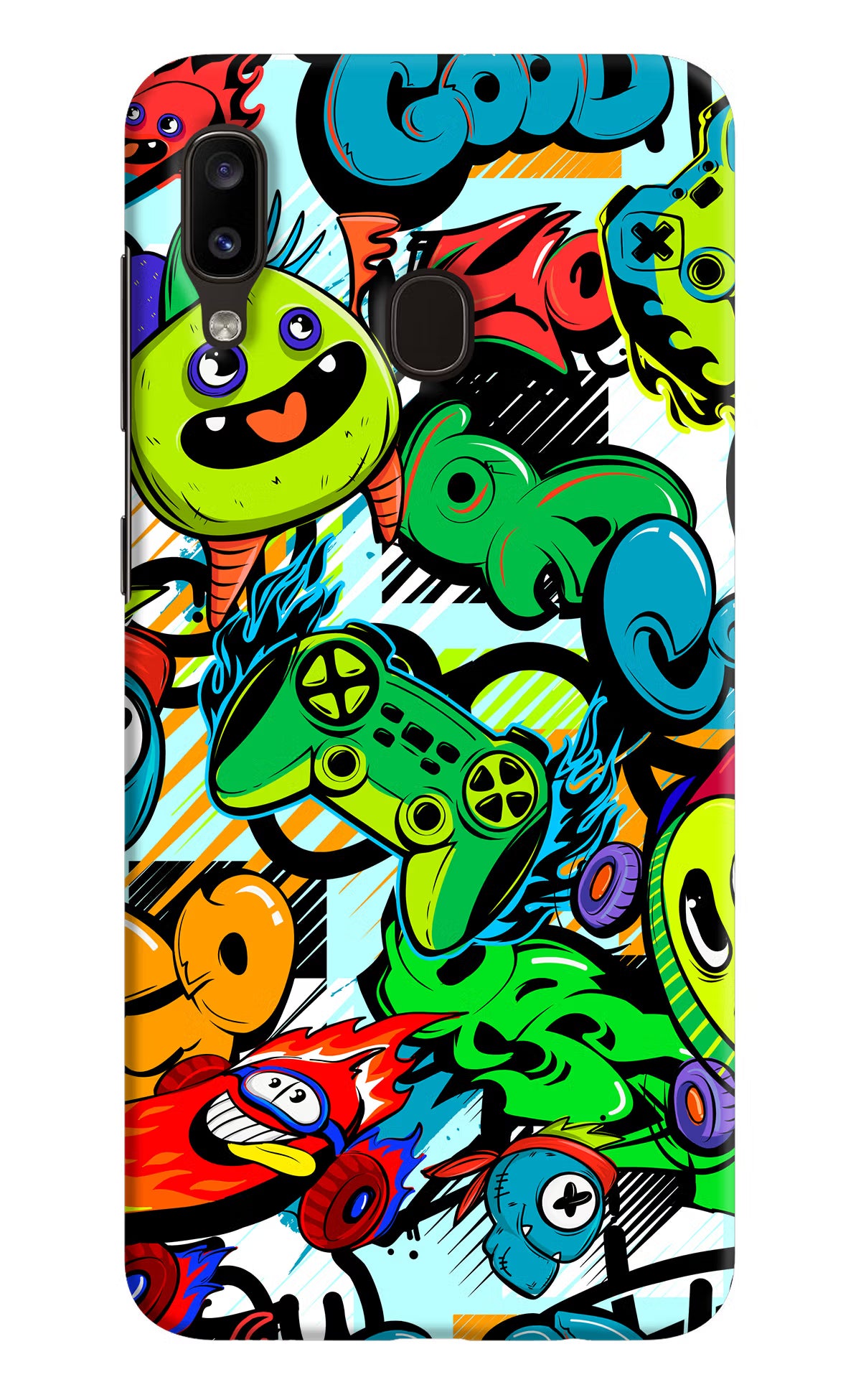 Game Doodle Samsung A20/M10s Hard Case Back Cover by Casekaro