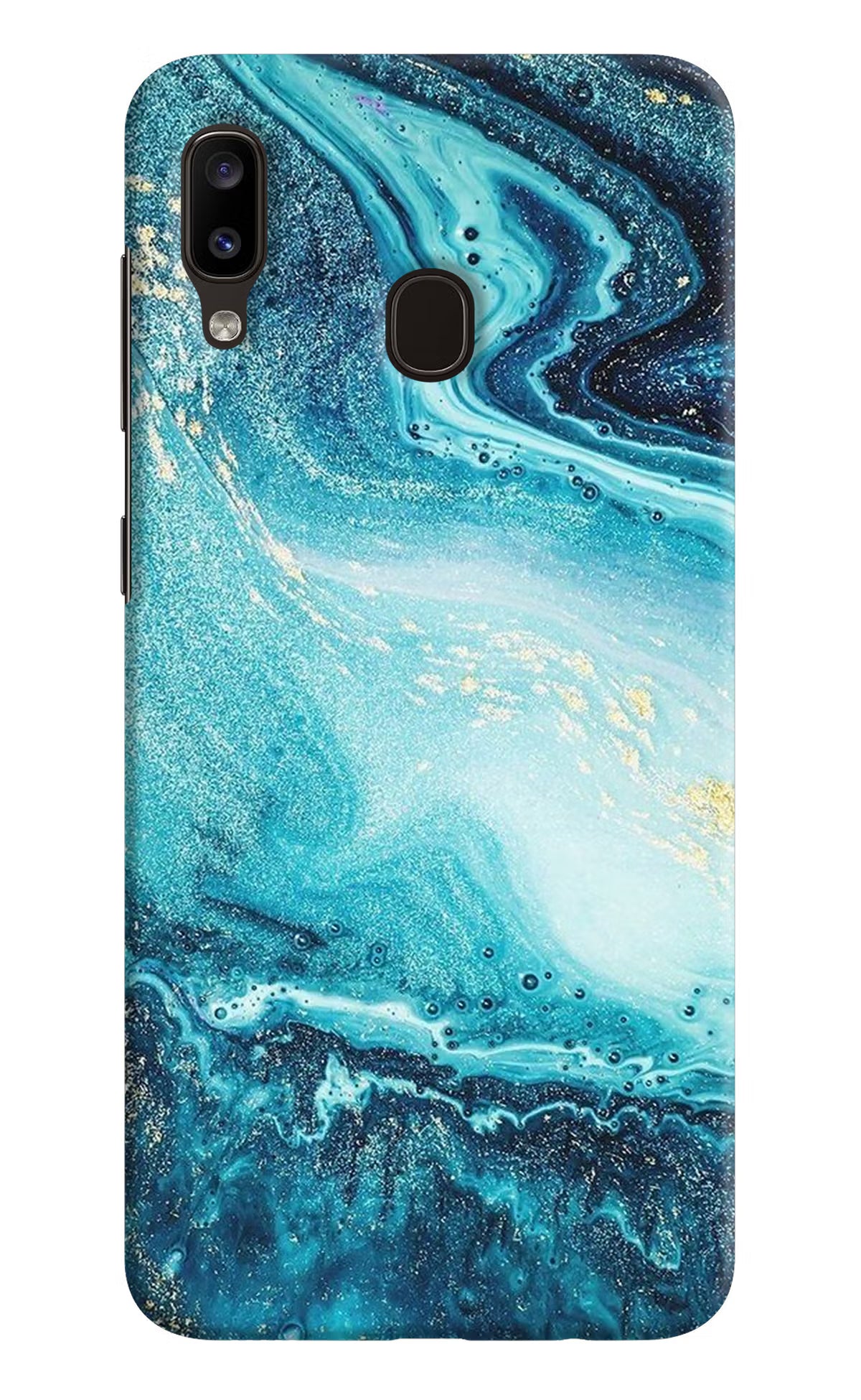 Blue Glitter Marble Samsung A20/M10s Hard Case Back Cover by Casekaro