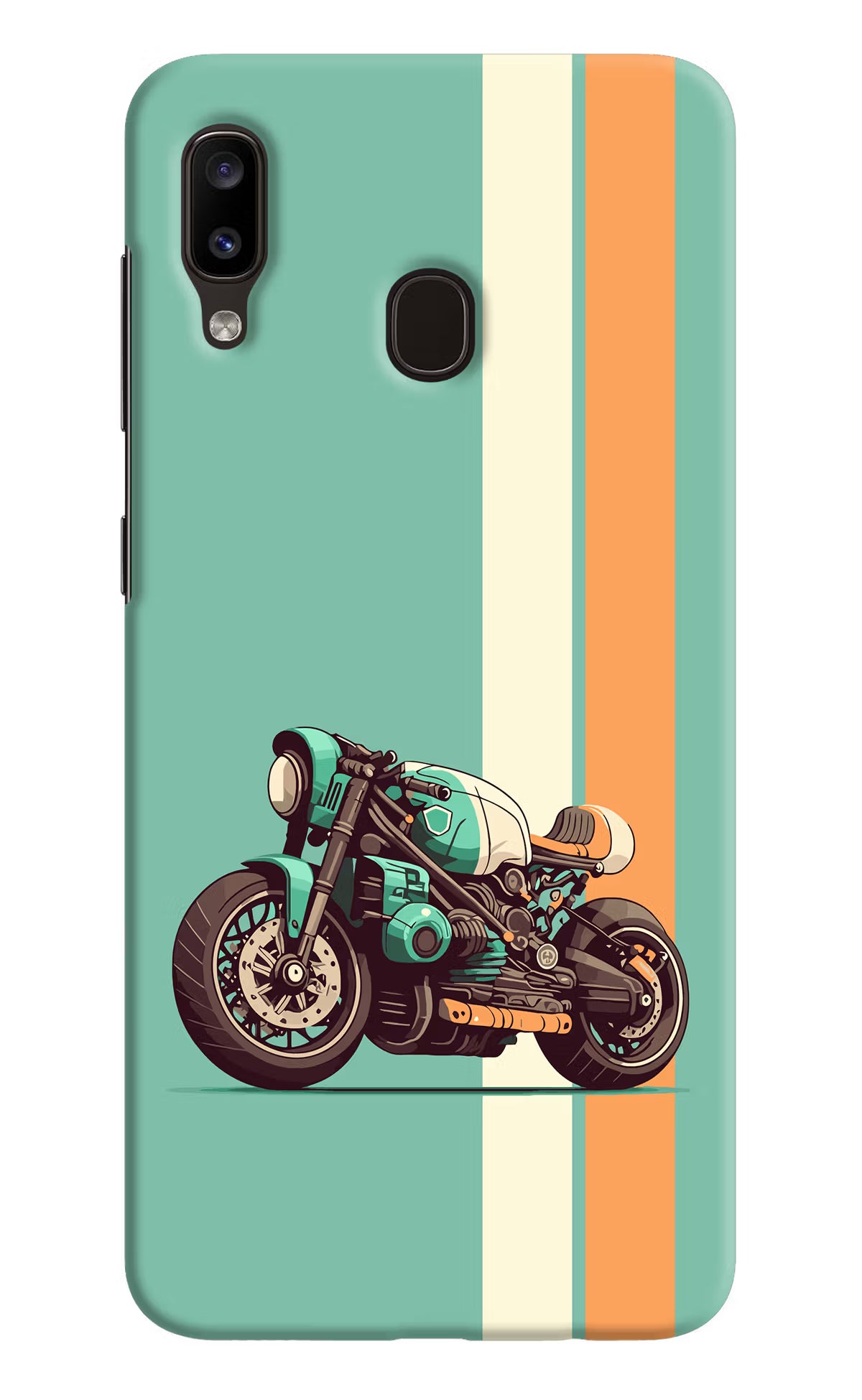 Striped Moto Drift Samsung A20/M10s Hard Case Back Cover by Casekaro