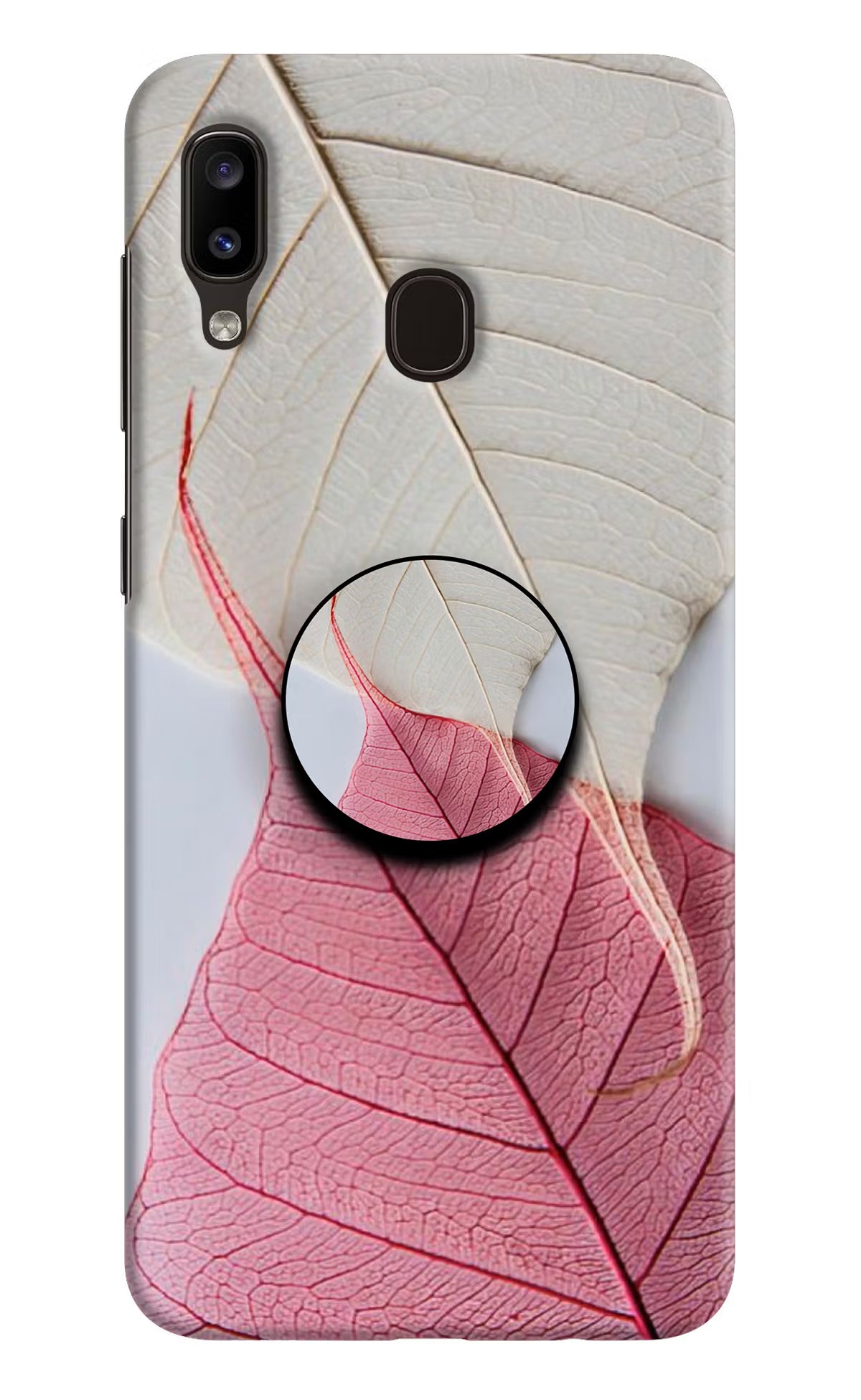 White Pink Leaf Samsung A20/M10s Pop Case by Casekaro