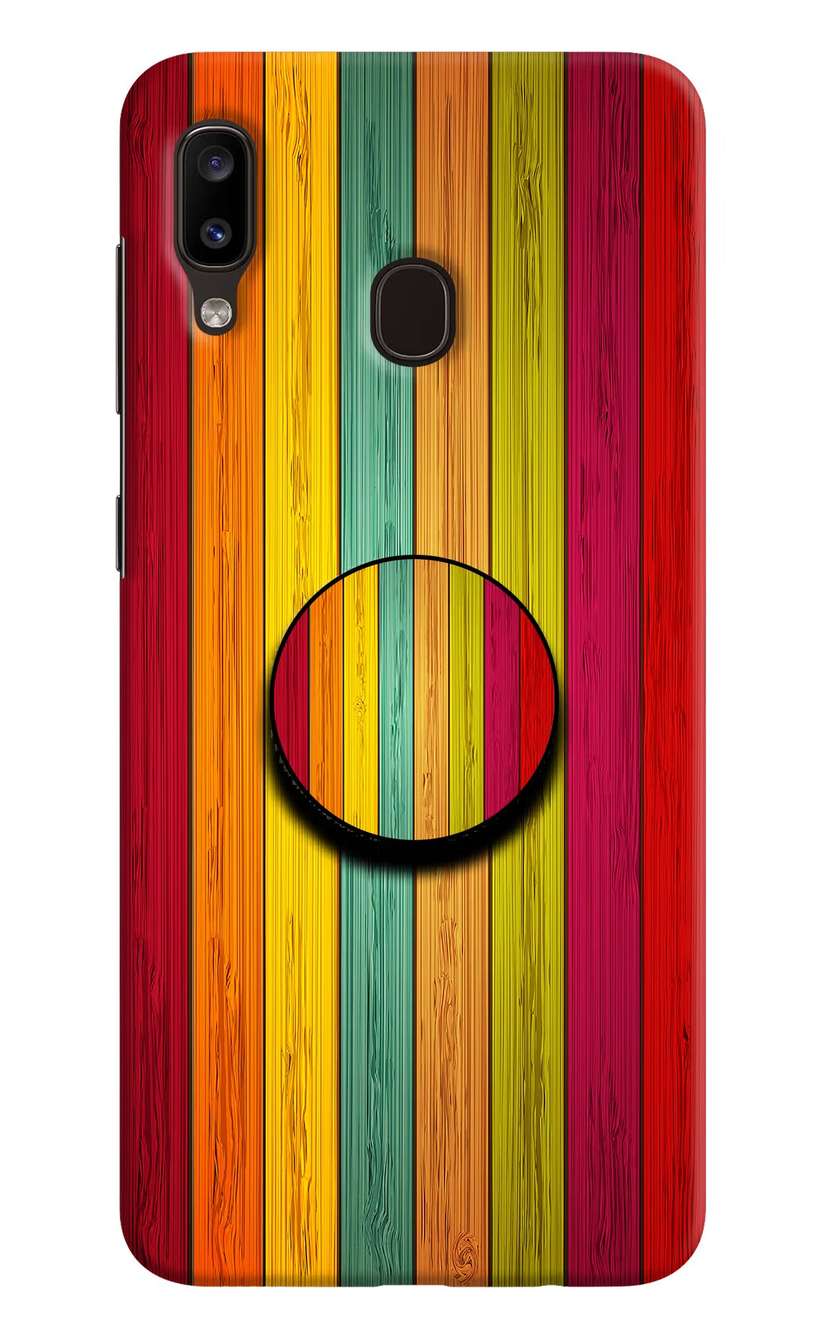Multicolor Wooden Samsung A20/M10s Pop Case by Casekaro