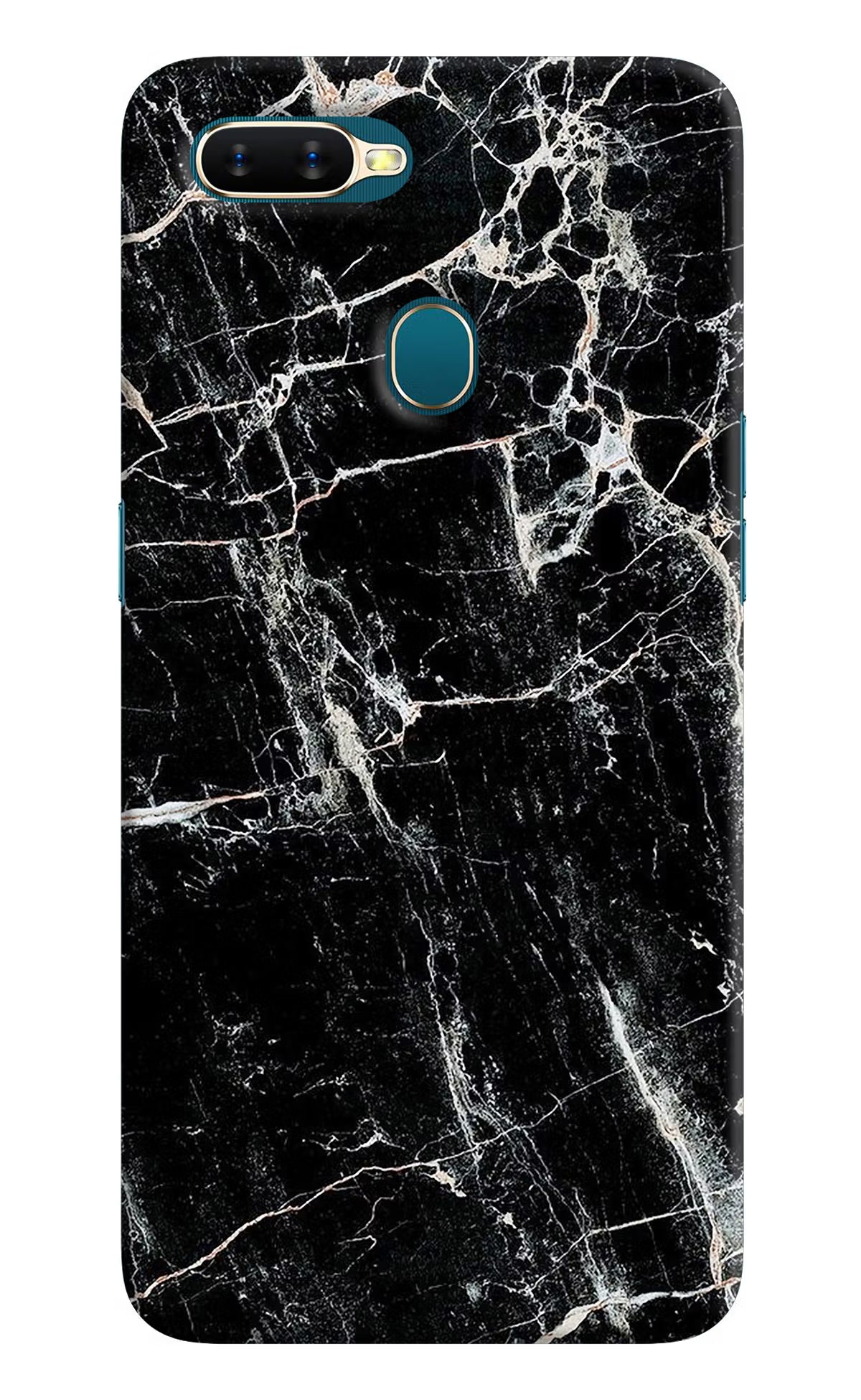 Black Marble Texture Oppo A7/A5s/A12 Hard Case Back Cover by Casekaro