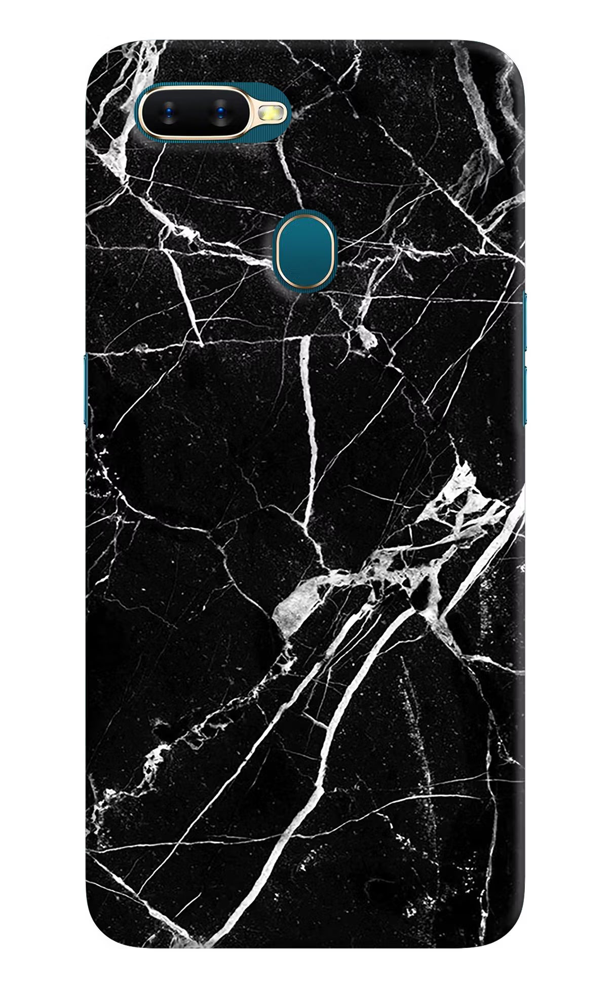 Black Marble Pattern Oppo A7/A5s/A12 Hard Case Back Cover by Casekaro