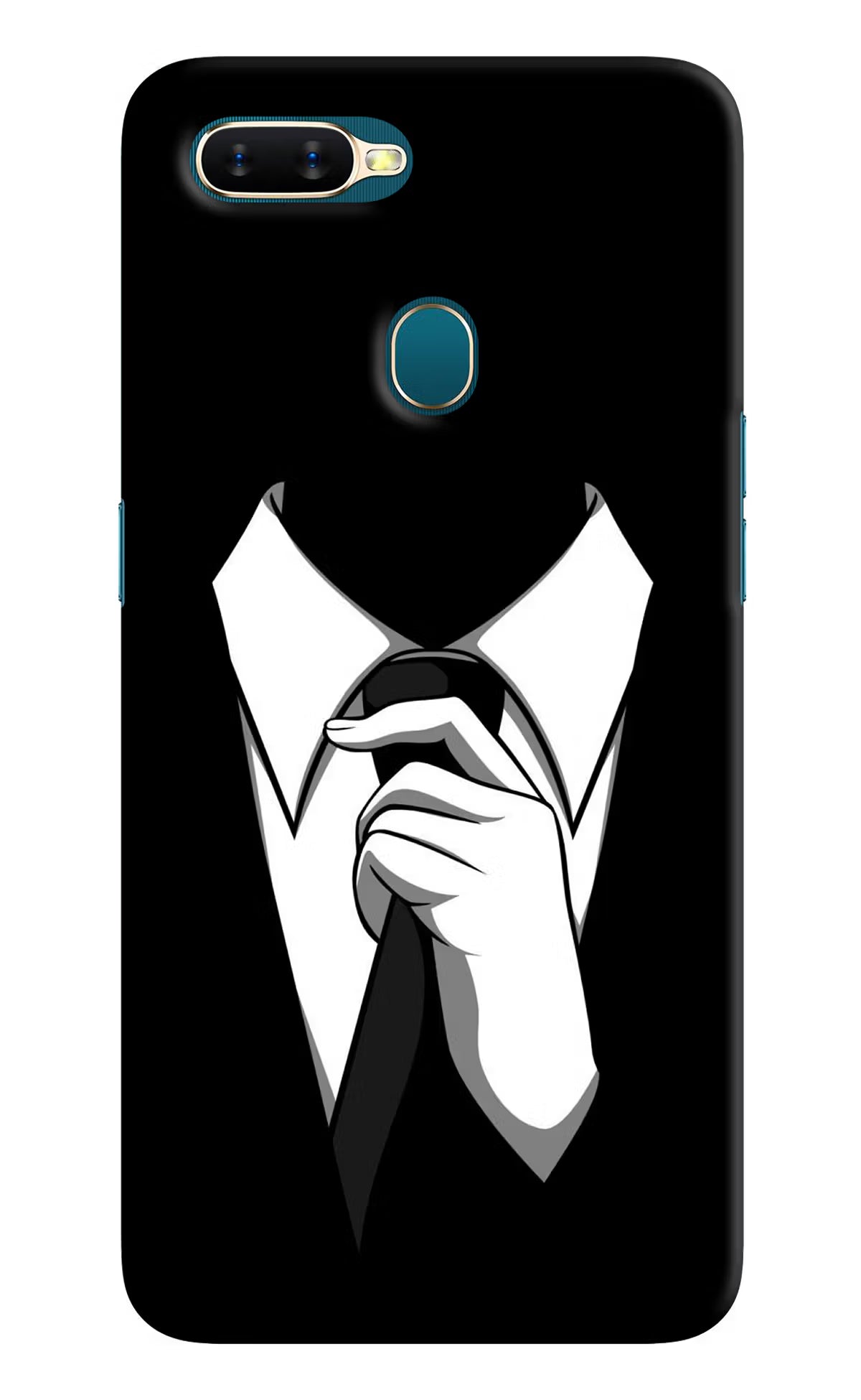 Black Tie Oppo A7/A5s/A12 Hard Case Back Cover by Casekaro