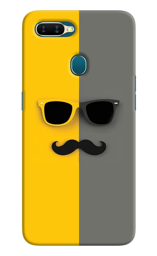 Sunglasses with Mustache Oppo A7/A5s/A12 Hard Case Back Cover by Casekaro