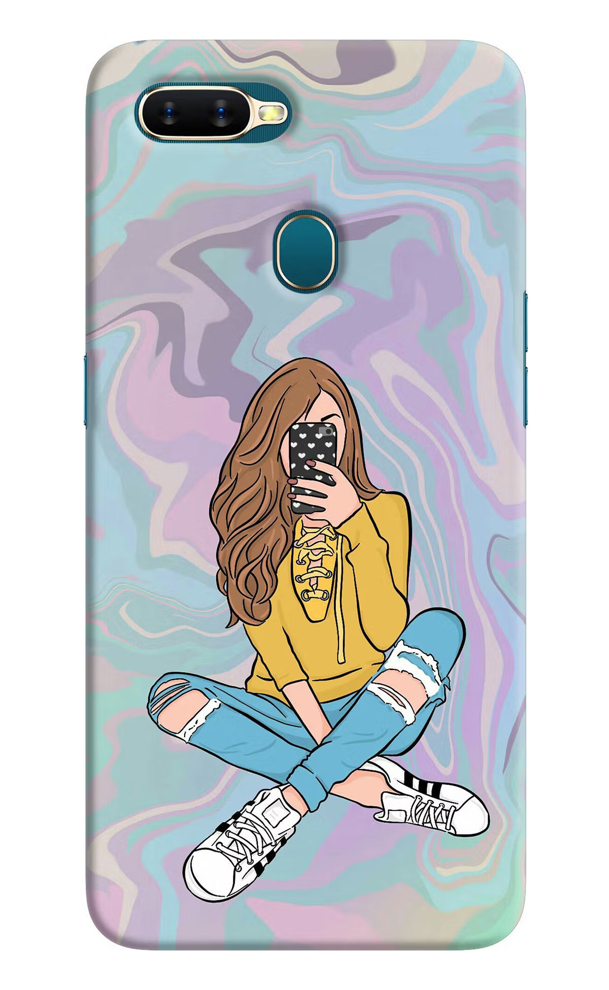 Selfie Girl Oppo A7/A5s/A12 Hard Case Back Cover by Casekaro