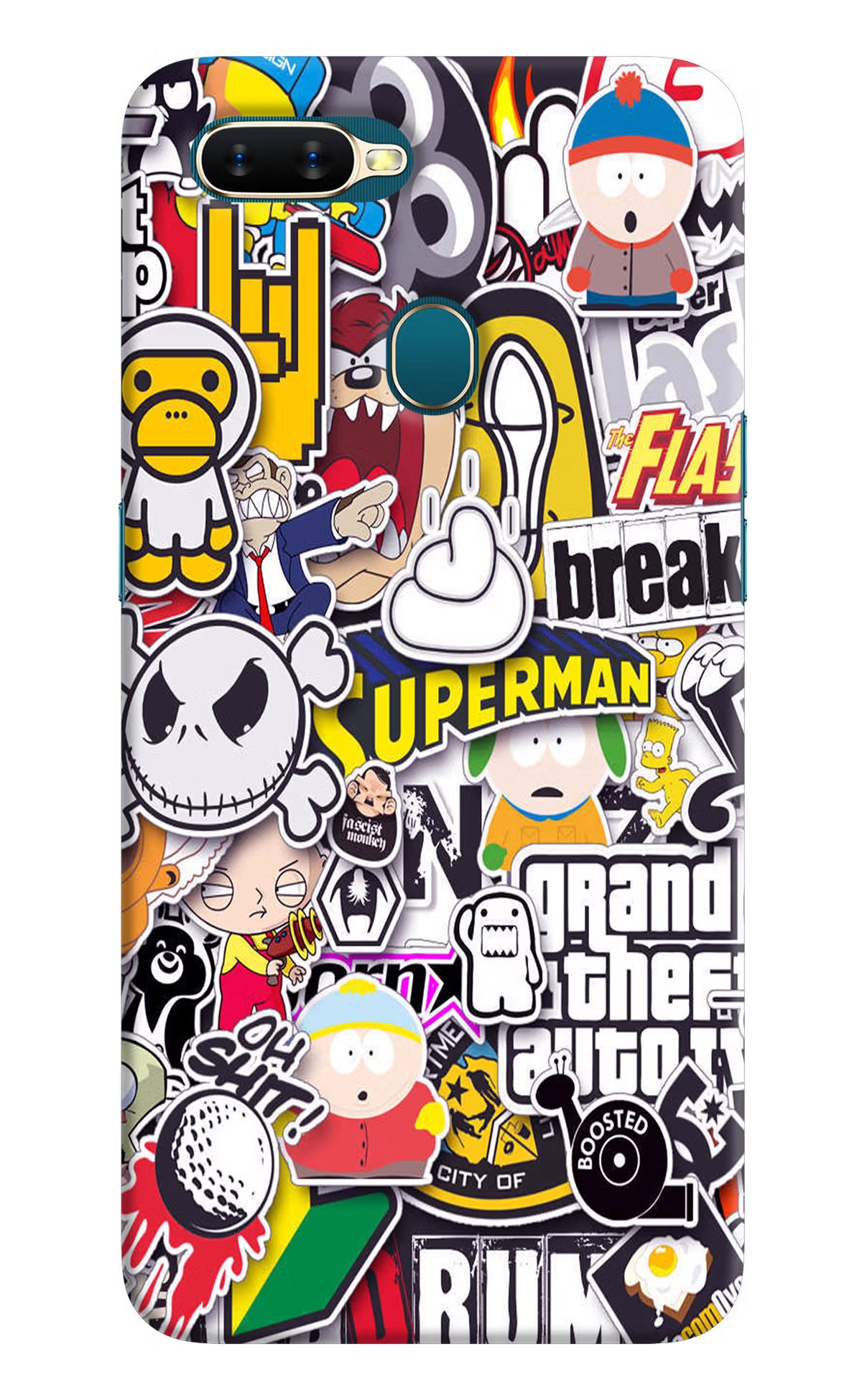 Sticker Bomb Oppo A7/A5s/A12 Hard Case Back Cover by Casekaro