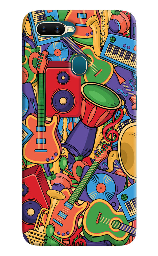 Music Instrument Doodle Oppo A7/A5s/A12 Hard Case Back Cover by Casekaro