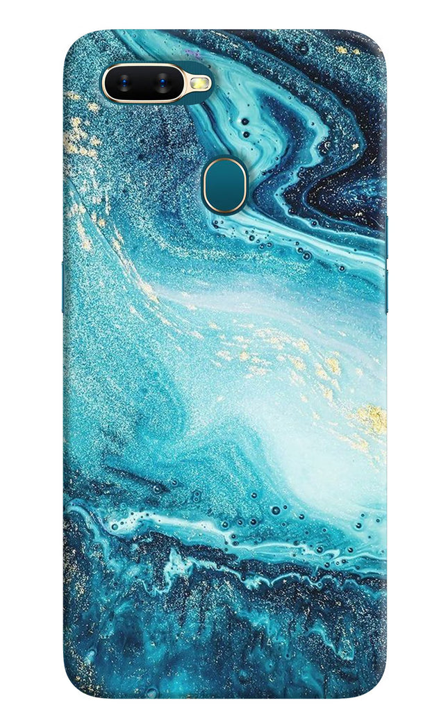 Blue Glitter Marble Oppo A7/A5s/A12 Hard Case Back Cover by Casekaro