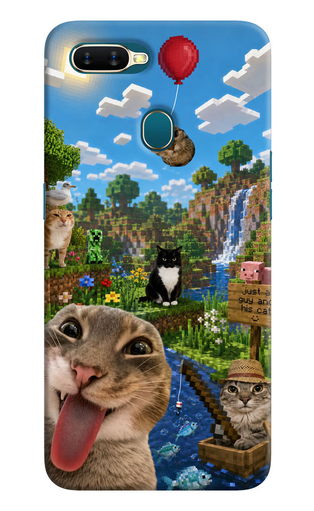Minecraft Cat Chaos Oppo A7/A5s/A12 Hard Case Back Cover by Casekaro