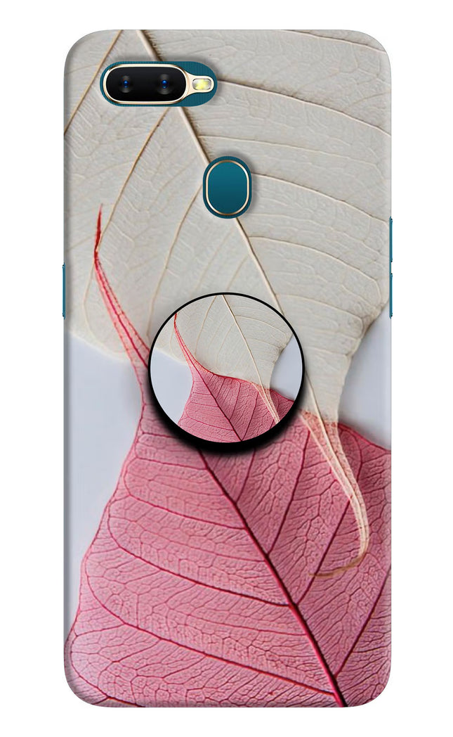 White Pink Leaf Oppo A7/A5s/A12 Pop Case by Casekaro