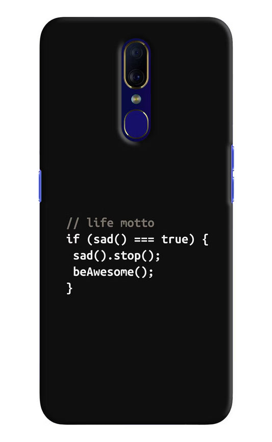 Life Motto Code Oppo F11 Hard Case Back Cover by Casekaro